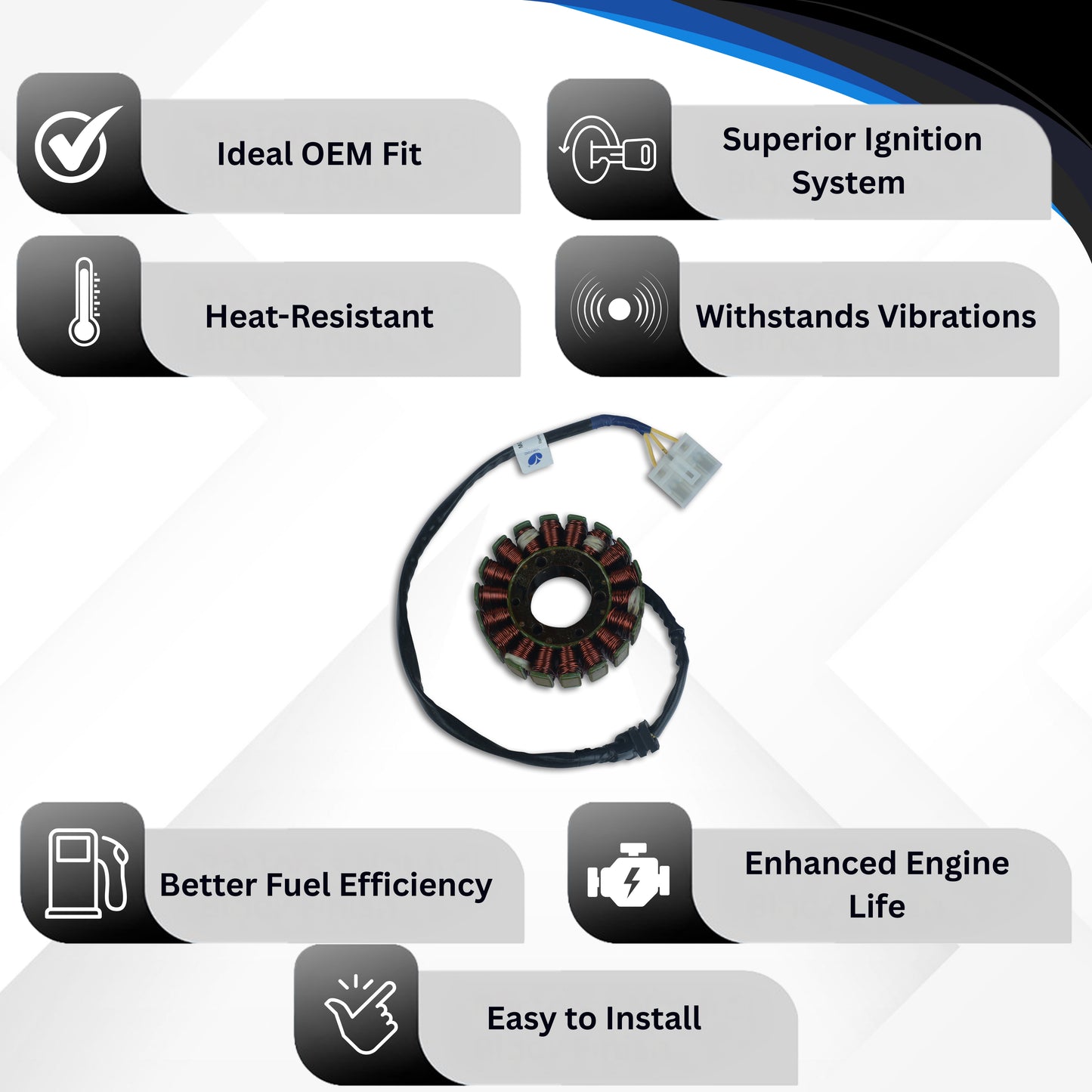 Varroc BAJJ Coil Plate Assembly Ktem 200 Cc MGCP-KTEM-JG05 | High-Performance Copper Winding