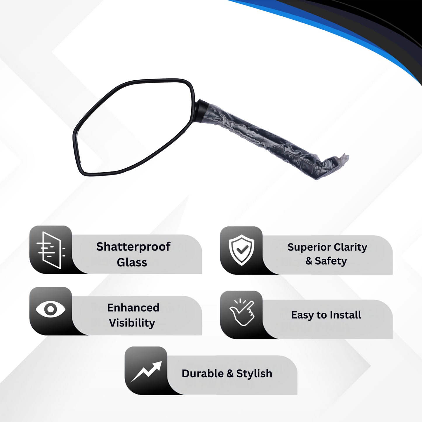Varroc Shatter Proof Rear View Mirror For BAJJ Pulsar 200 RS Left Hand (Pack of 1) - REVM-PLSR-DT00