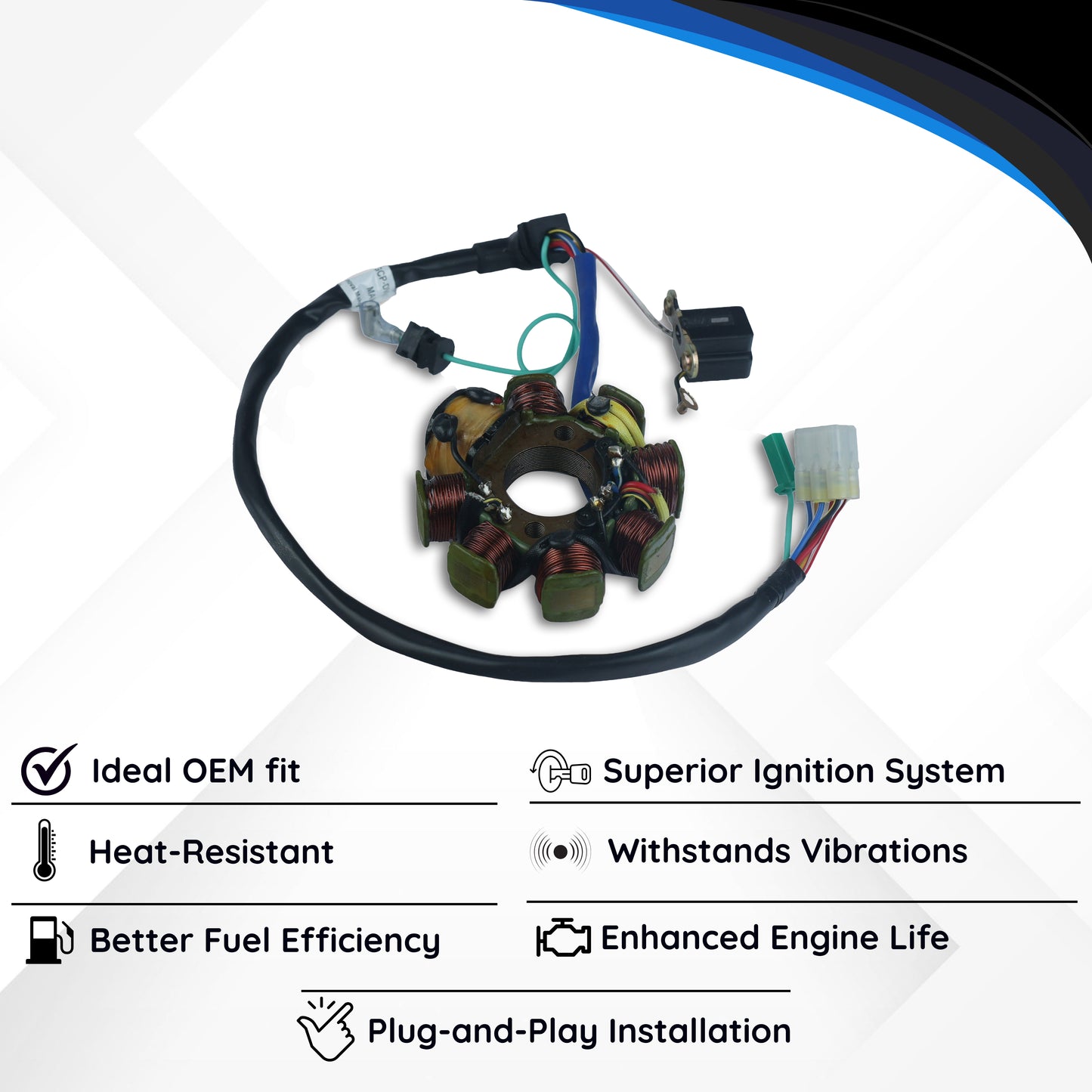 Varroc BAJJ Coil Plate Assembly Dsvr 135 Ss MGCP-DVSR-DS49 | High-Performance Copper Winding