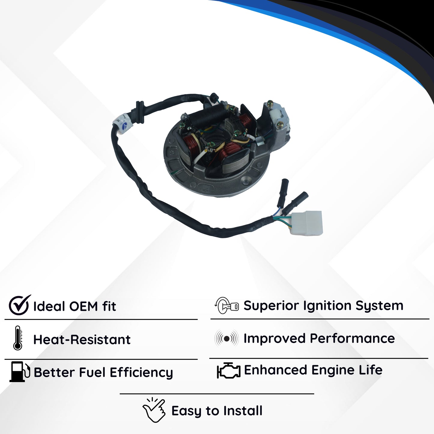 Varroc Hiro Coil Plate Assembly Splender 2 Hole Dinso MGCP-SPLD-OM2H | High-Performance Copper Winding