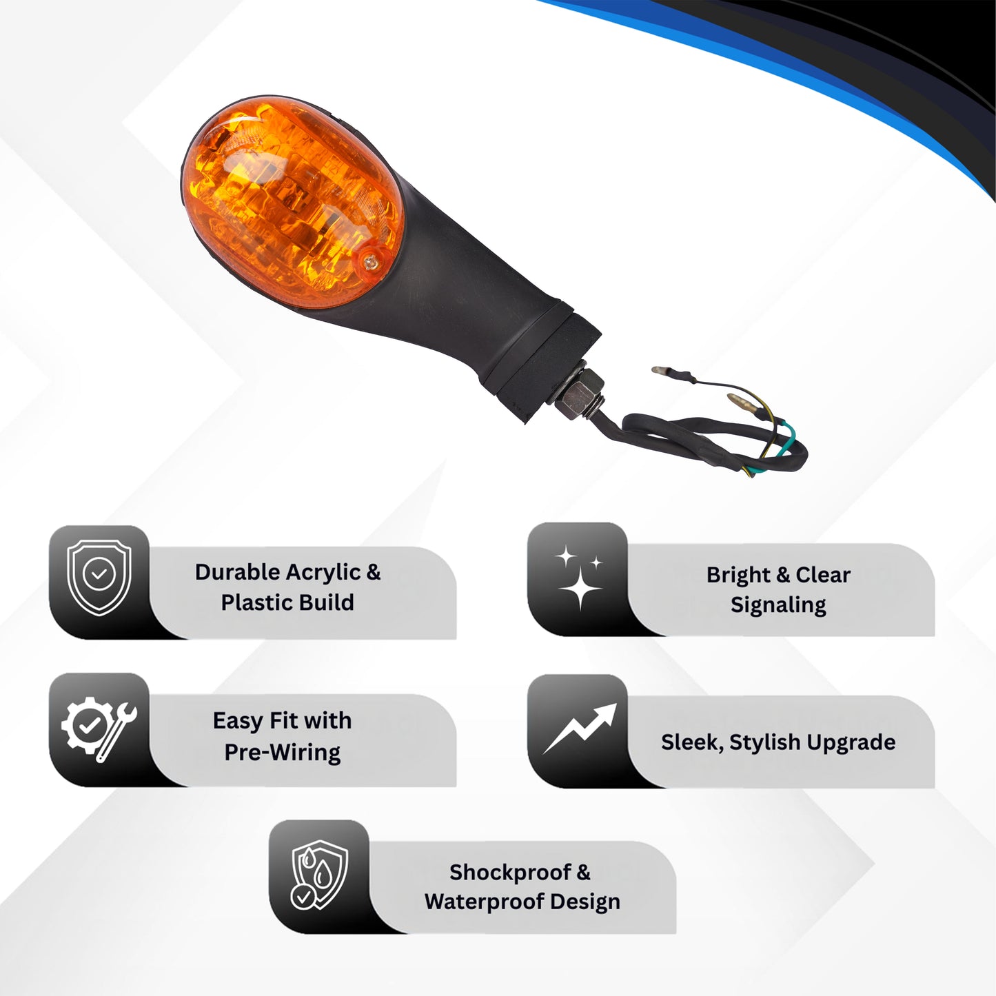 Front LH & Rear RH Indicator for C 100 Bike, Amber Color - BLKR-CT10-BJ53