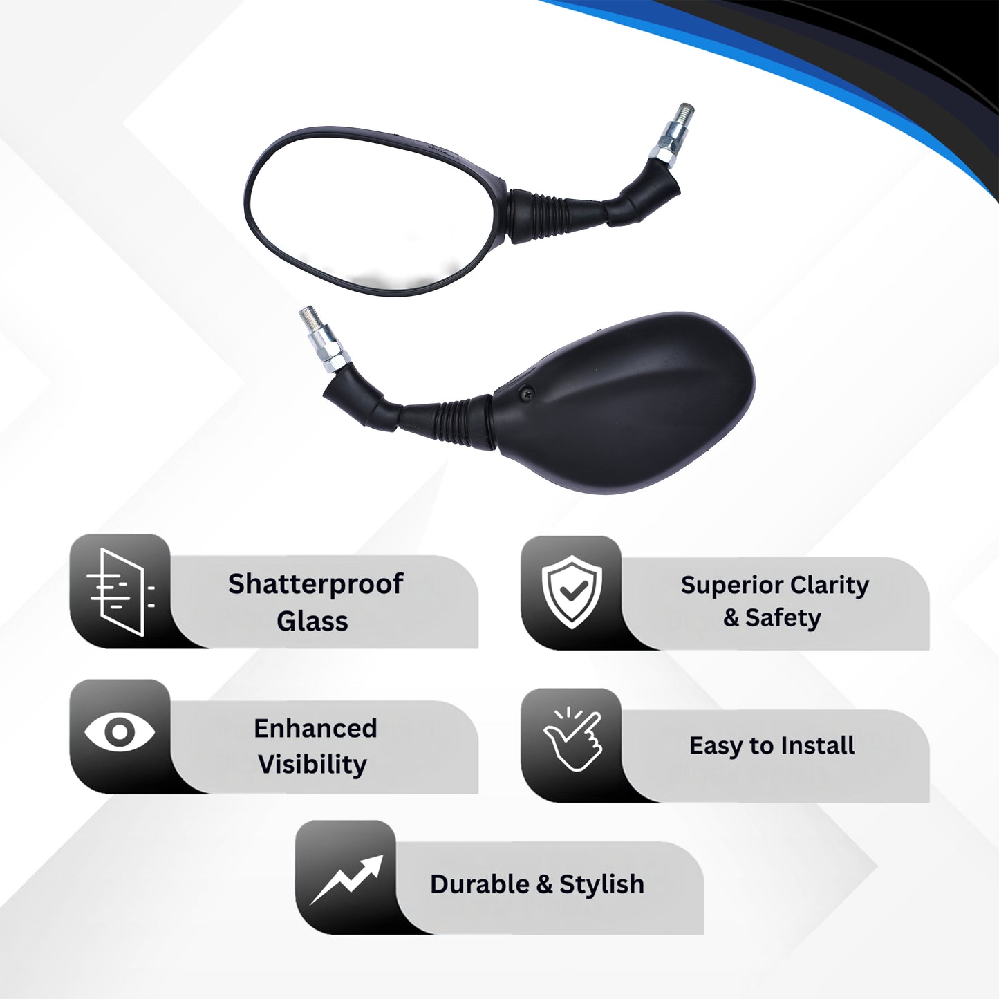 Varroc Shatter Proof Rear View Mirror For HiroSPR Splendor WO PAINT Right Hand (Pack of 1) - REVM-SSPL-RH270