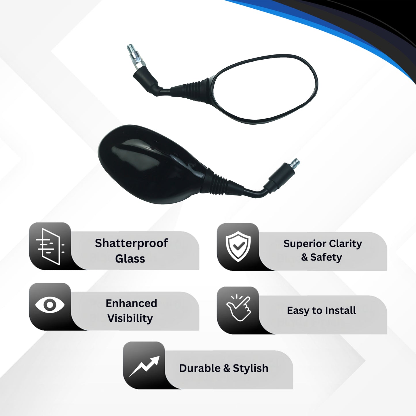 Varroc Shatter Proof Rear View Mirror Left Hand For HiroGLAMOR BLACK (Pack of 1) - REVM-GLMR-170AL