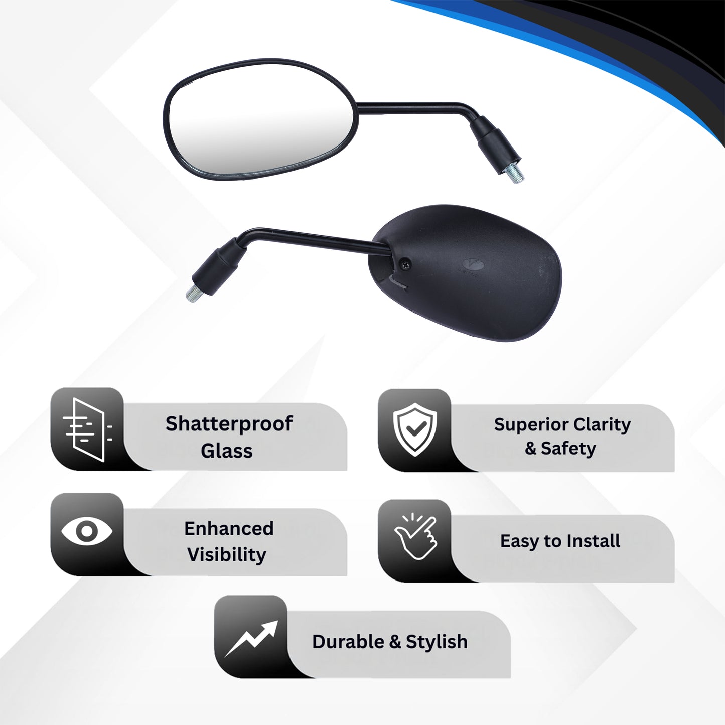 Varroc Shatter Proof Rear View Mirror For HiroLeft Hand HF DLX WITH ADAPTOR(Pack of 1) - REVM-HDLX-LH01