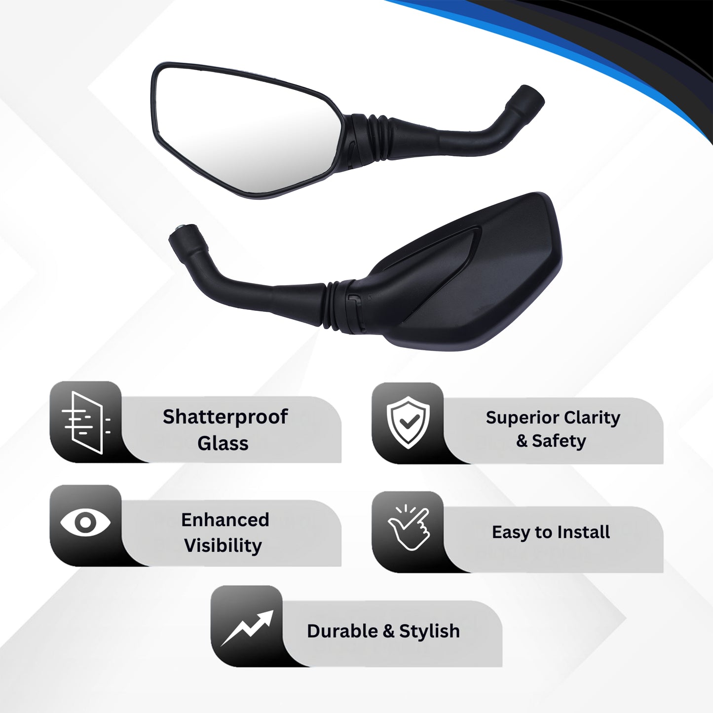 Varroc Shatter Proof Rear View Mirror For BAJJ 200 NS Right Hand (Pack of 1) - REVM-PLSR-JL01