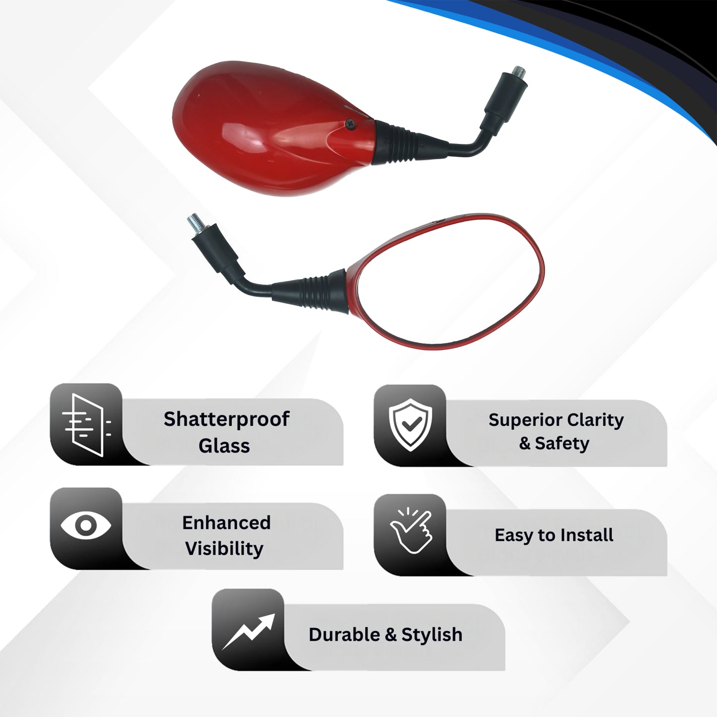 Varroc Shatter Proof Rear View Mirror For HiroPassion PRO Splendor PRO S Left Hand RED (Pack of 1) - REVM-PPRO-258L