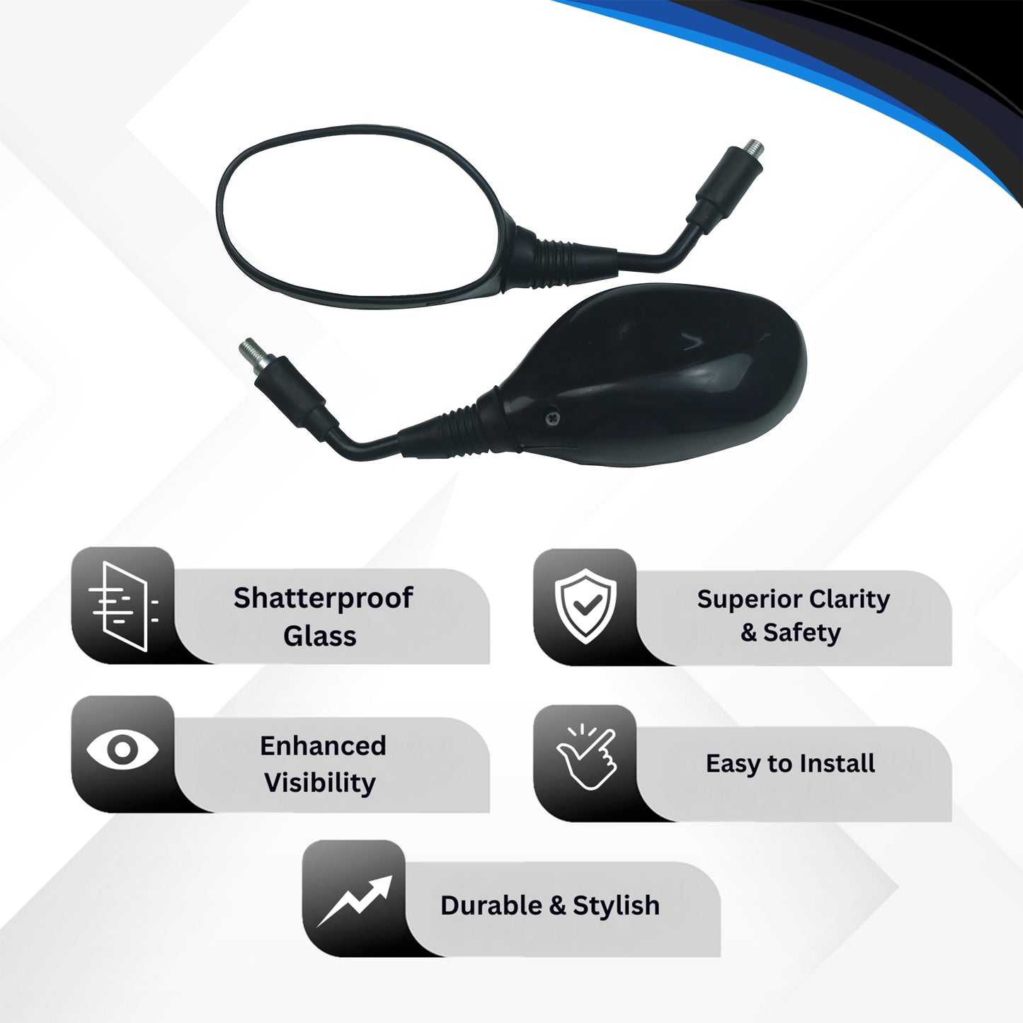Varroc Shatter Proof Rear View Mirror For HiroPassion PRO I3S BS6 Left Hand (Pack of 1) - REVM-PPRO-LH480