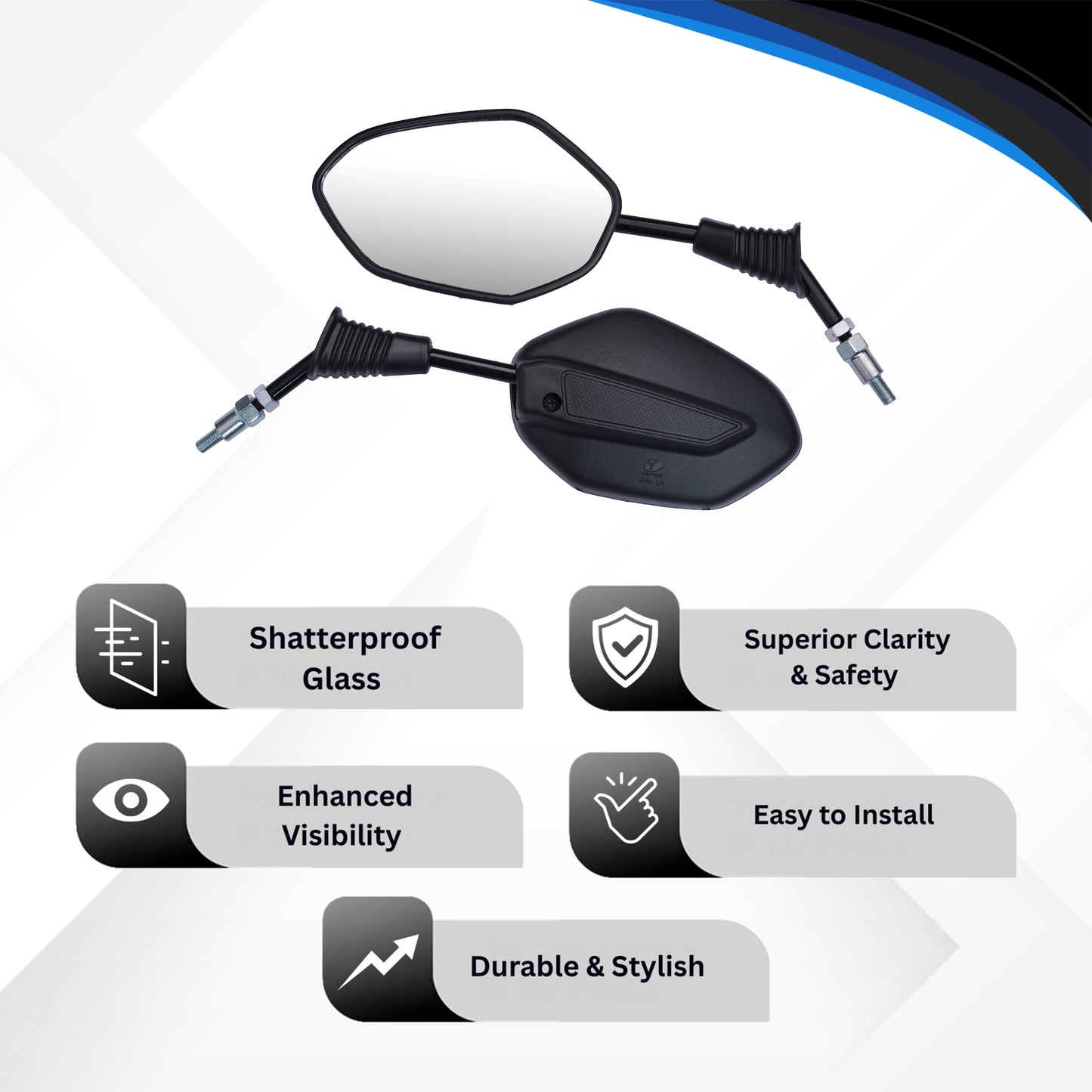 Varroc Shatter Proof Rear View Mirror Left Hand For Hoonda DIO With ADAPTER (Pack of 1) - REVM-HDIO-LH140