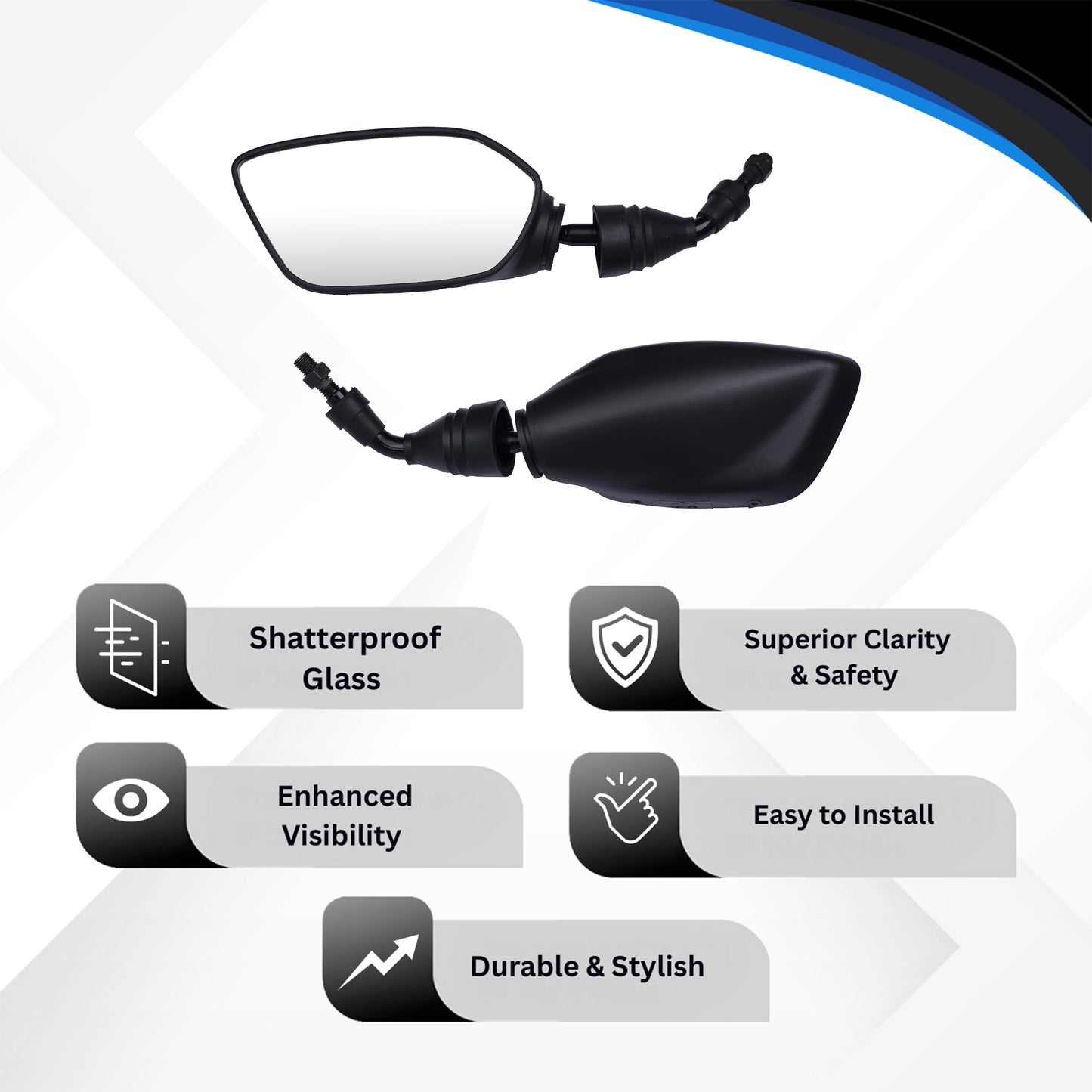 Varroc Shatter Proof Rear View Mirror For TVX Star City Phoenix Left Hand (Pack of 1) - REVM-STRC-LH120