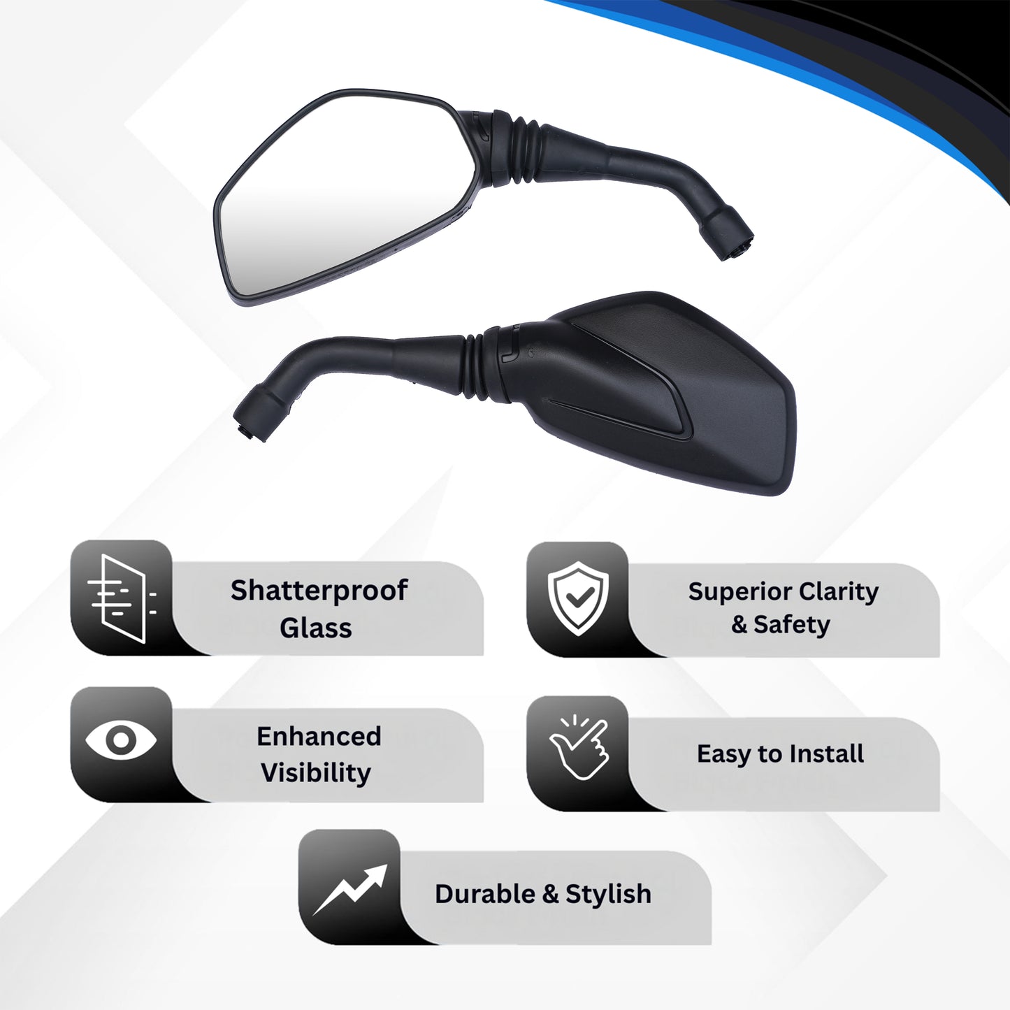 Varroc Shatter Proof Rear View Mirror For BAJJ Pulsar 200 NS Left Hand (Pack of 1) - REVM-PLSR-JL00