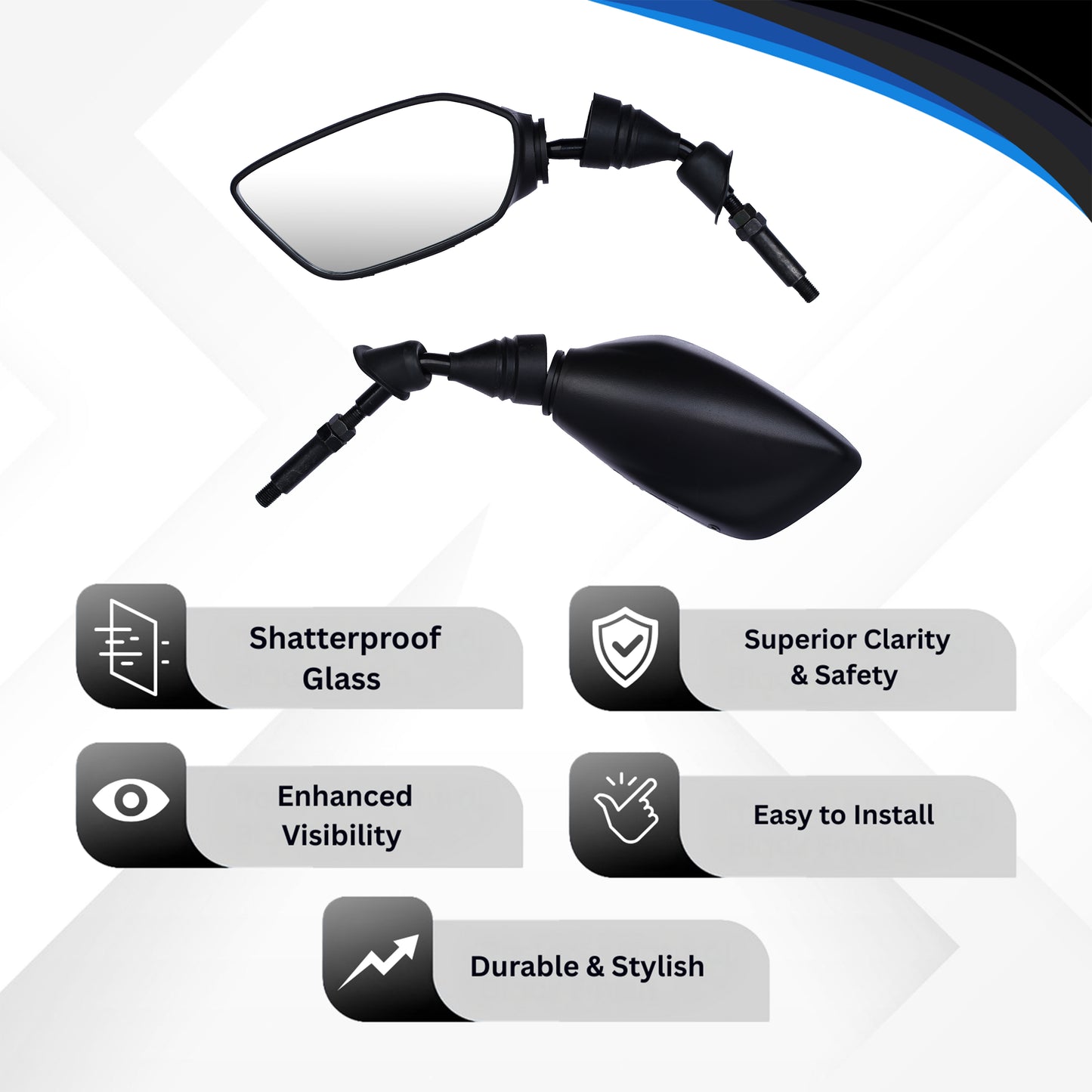 Varroc Shatter Proof Rear View Mirror For TVX NTORQ Left Hand (Pack of 1) - REVM-NTRQ-LH280