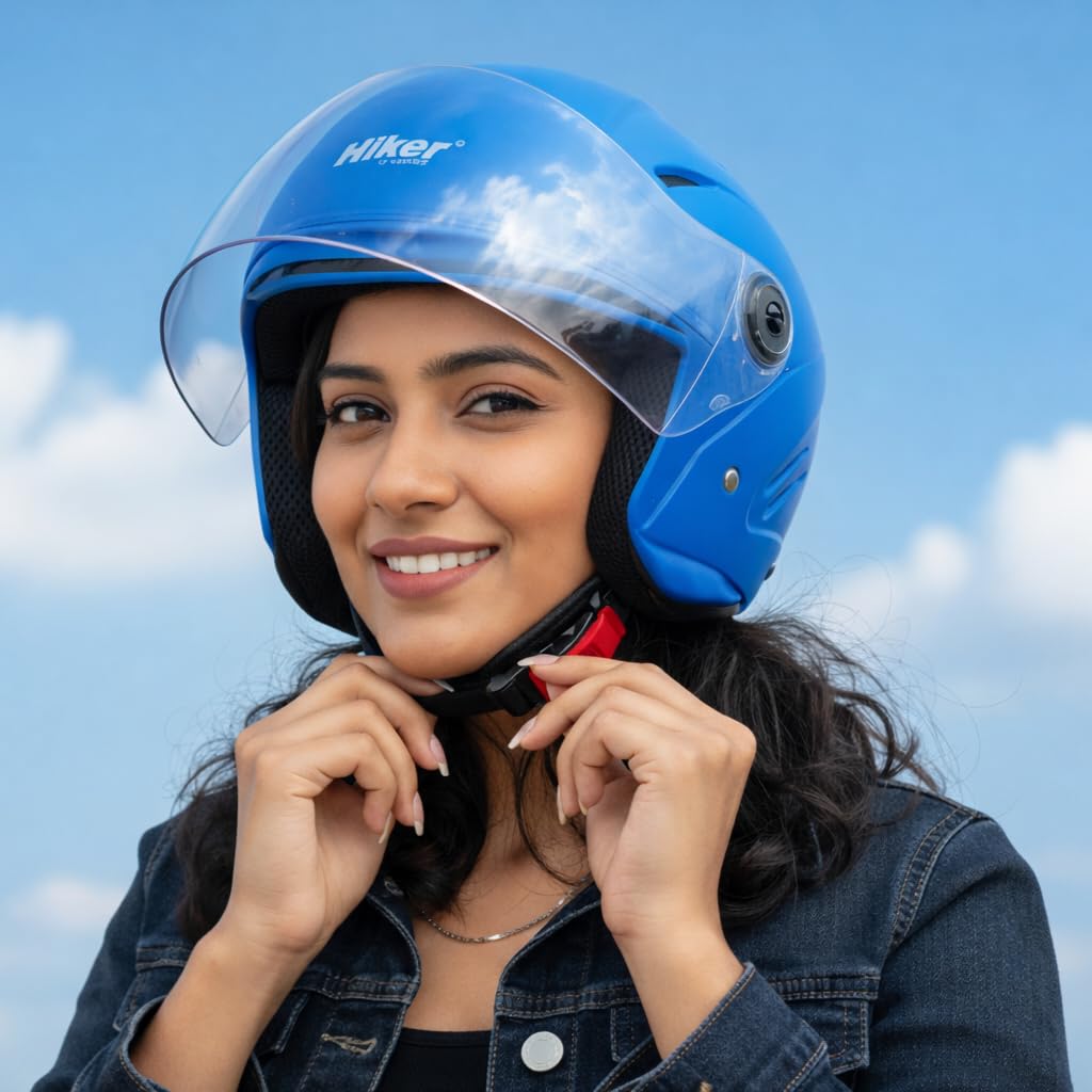 Hiker Nebula Natural Sky Blue Half Face Helmet
