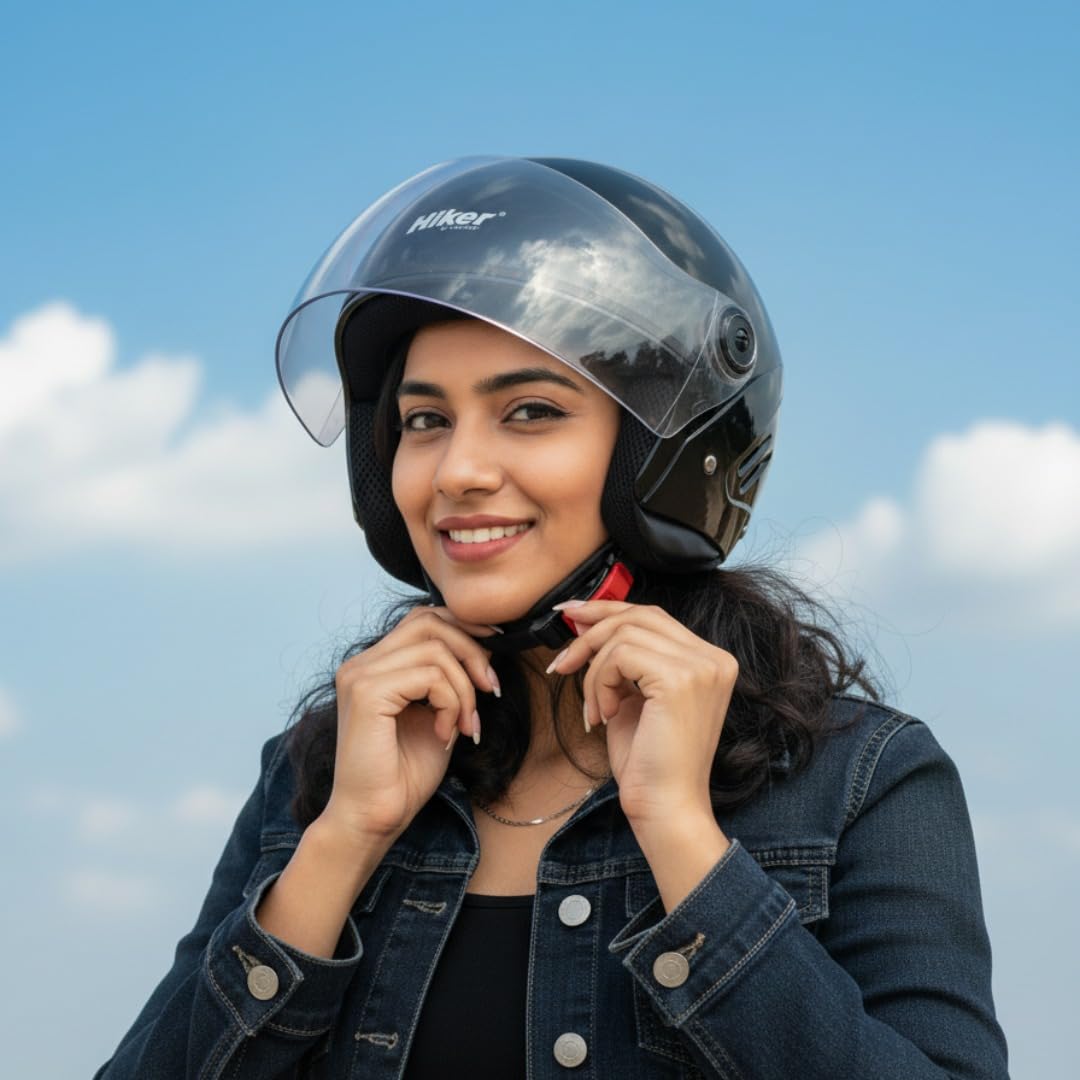 Hiker Lyra Pro Black Half Face Helmet