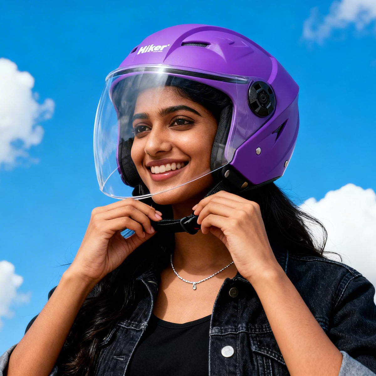 Hiker Nebula Natural Purple Half Face Helmet