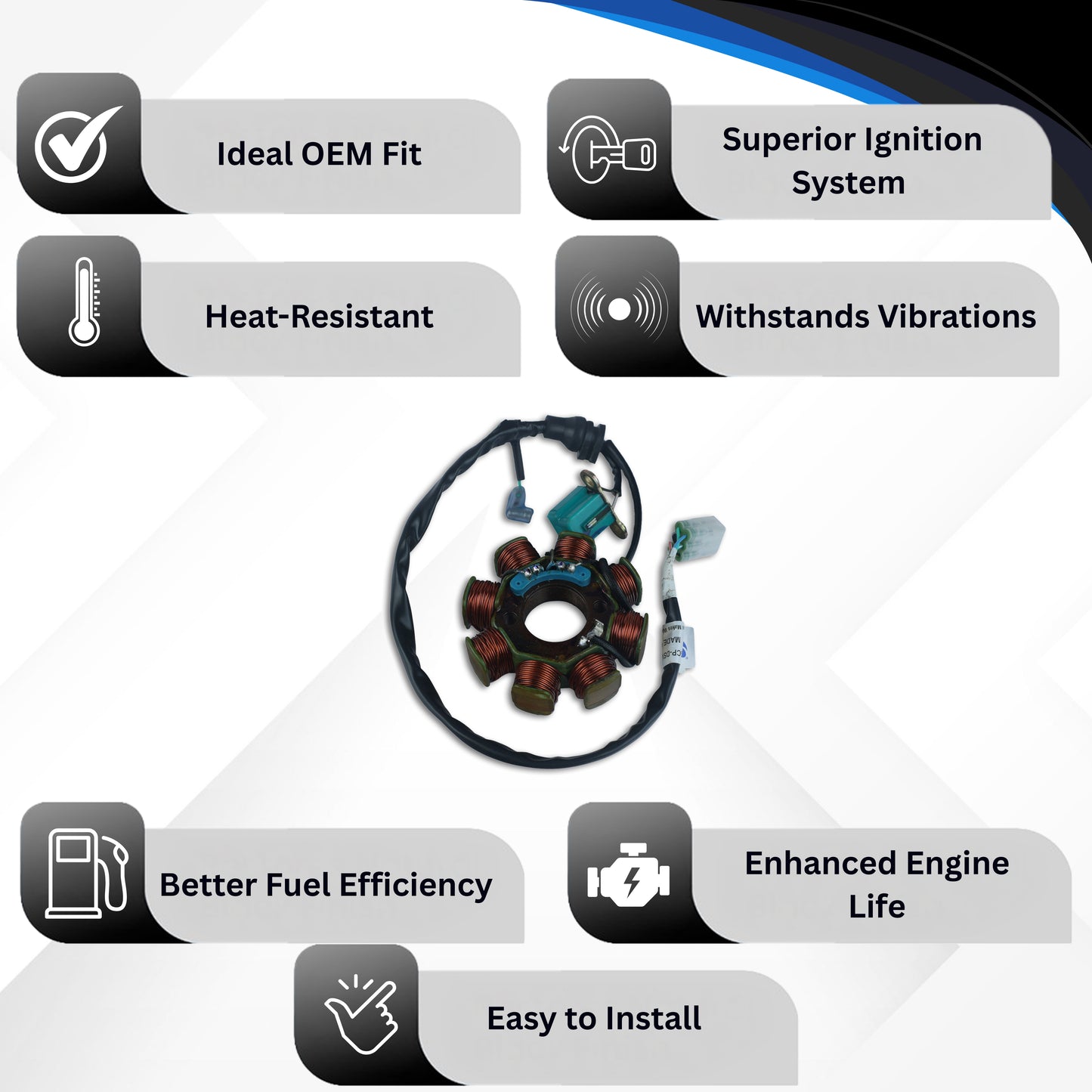 Varroc BAJJ Coil Plate Assembly Dsvr 100 MGCP-DSVR-JB22 | High-Performance Copper Winding