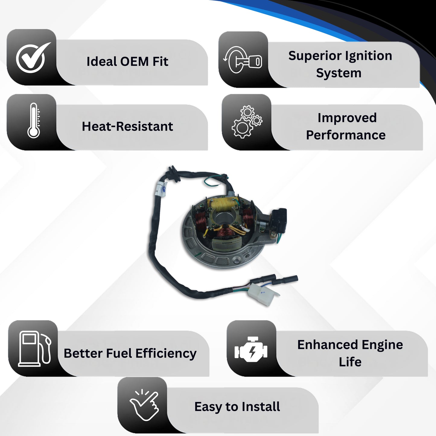 Varroc Hiro Coil Plate Assembly Splender 4 Hole Metsuba MGCP-SPLD-NM4H | High-Performance Copper Winding