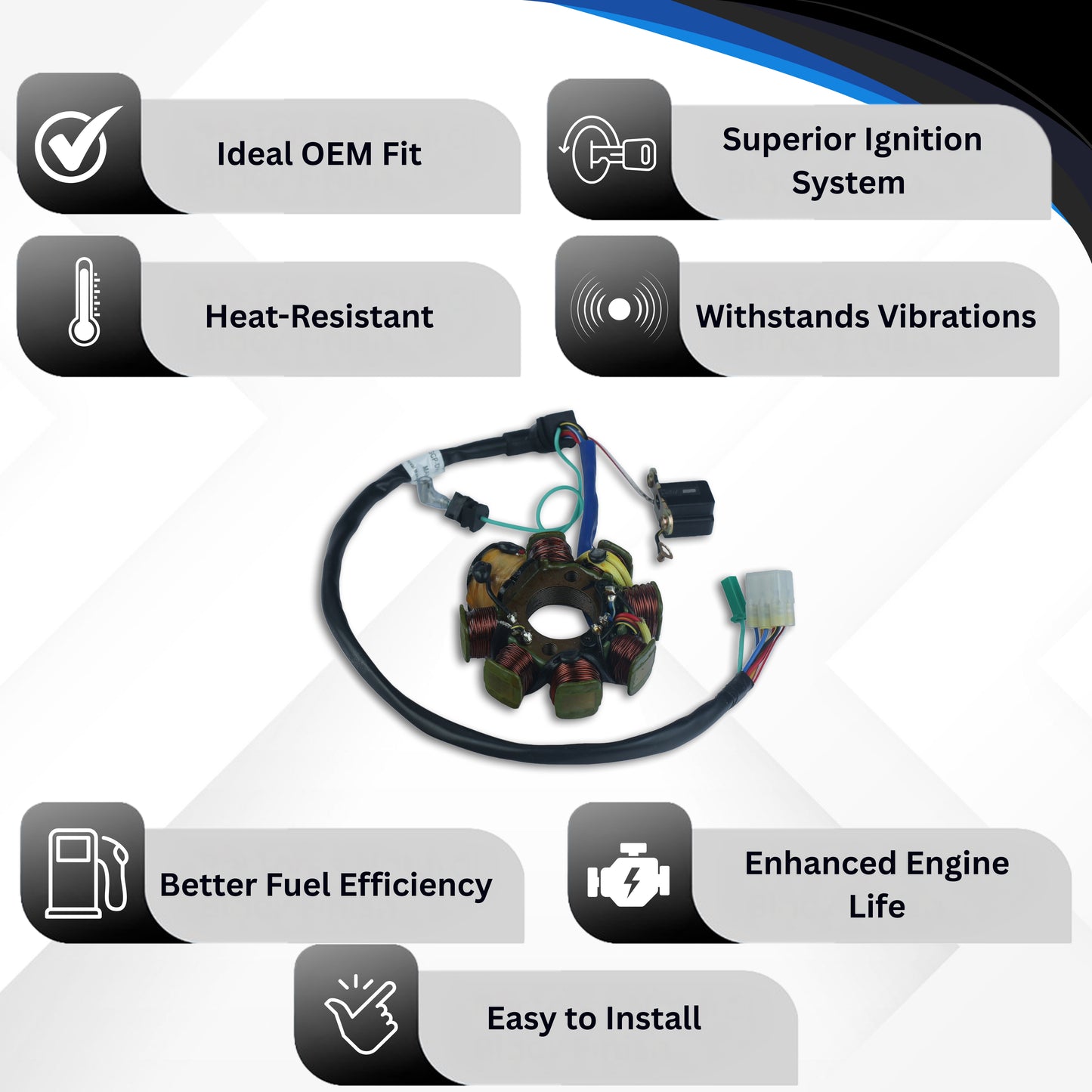 Varroc BAJJ Coil Plate Assembly Dsvr 135 Ss MGCP-DVSR-DS49 | High-Performance Copper Winding