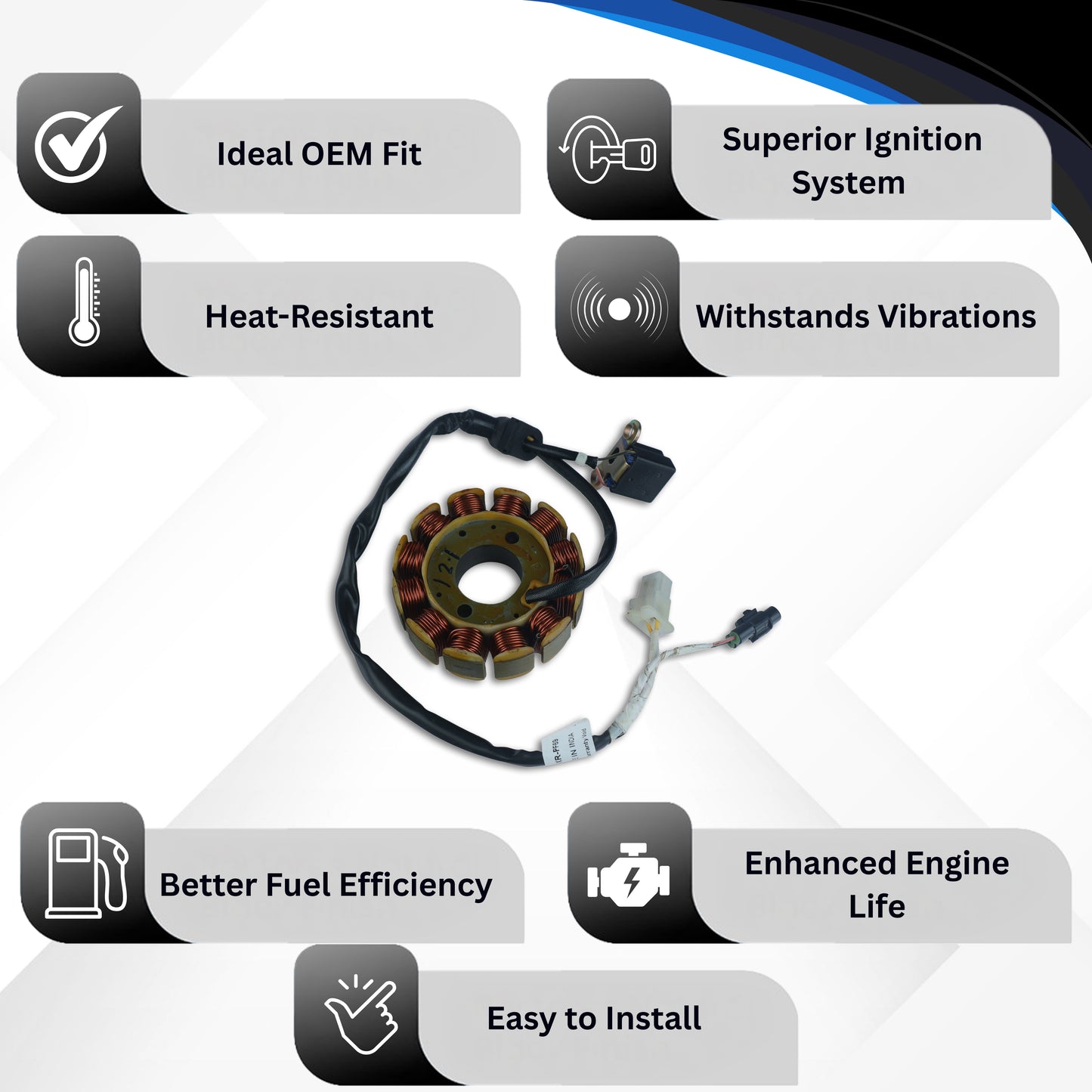 Varroc BAJJ Coil Plate Assembly Bm150 Ug MGCP-BOXR-PF69 | High-Performance Copper Winding