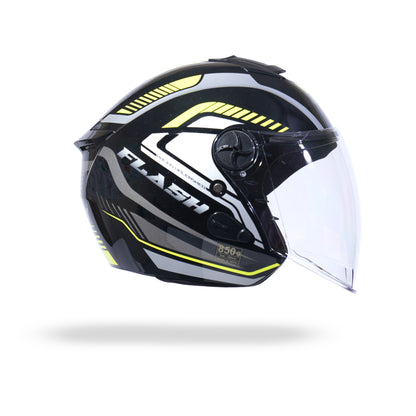 FLASH PRO MAX Half Face Helmet -Gloss Black Yellow