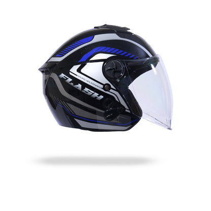 FLASH PRO MAX Half Face Helmet-Gloss Black Blue