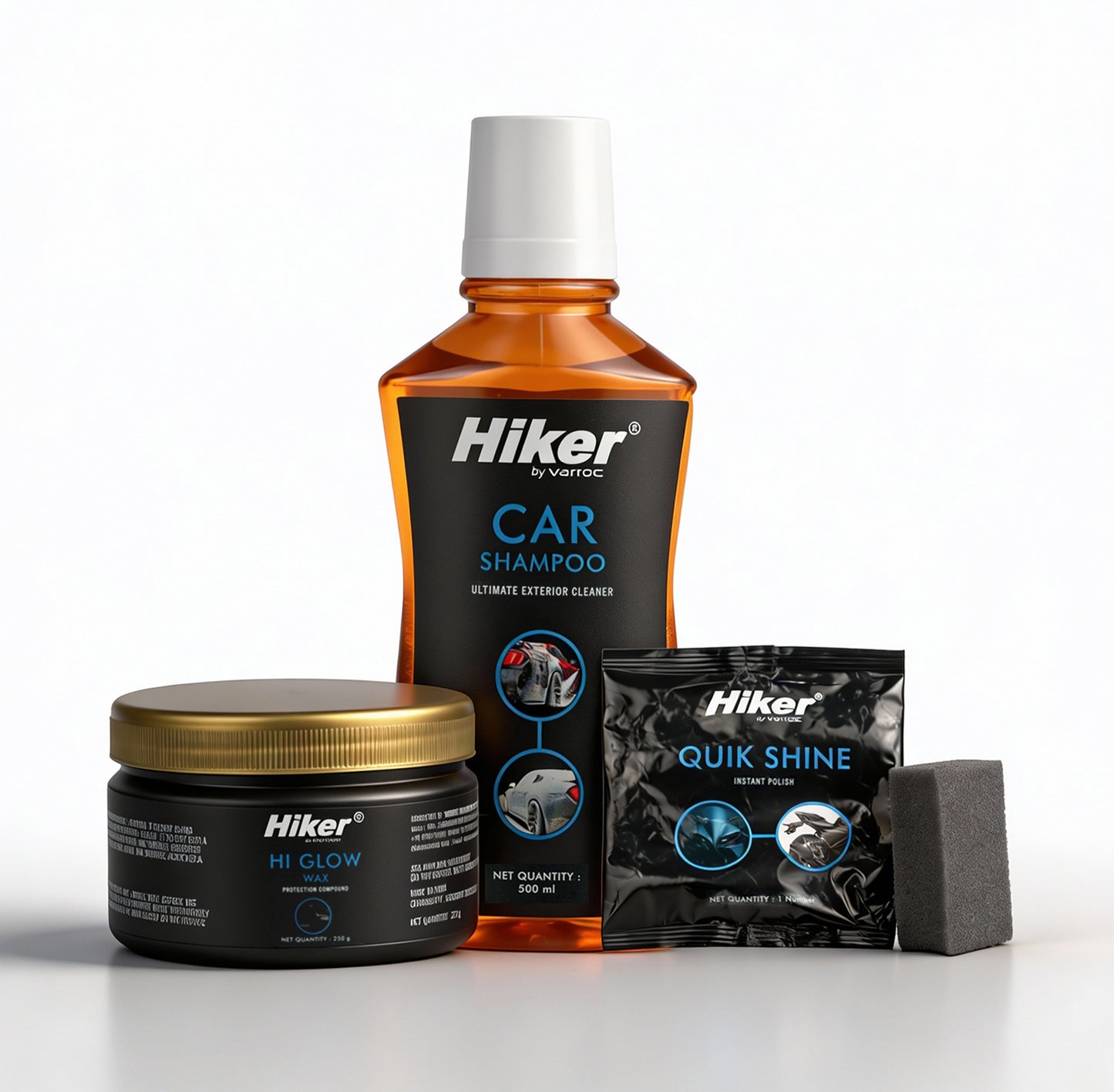 Hiker Car Wash & Shine Combo – Shampoo, Wax & Sponge Kit