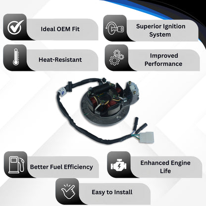 Varroc Hiro Coil Plate Assembly Splender 2 Hole Dinso MGCP-SPLD-OM2H | High-Performance Copper Winding