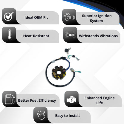 Varroc BAJJ Coil Plate Assembly Dsvr 125 Ss MGCP-DSVR-DS16 | High-Performance Copper Winding