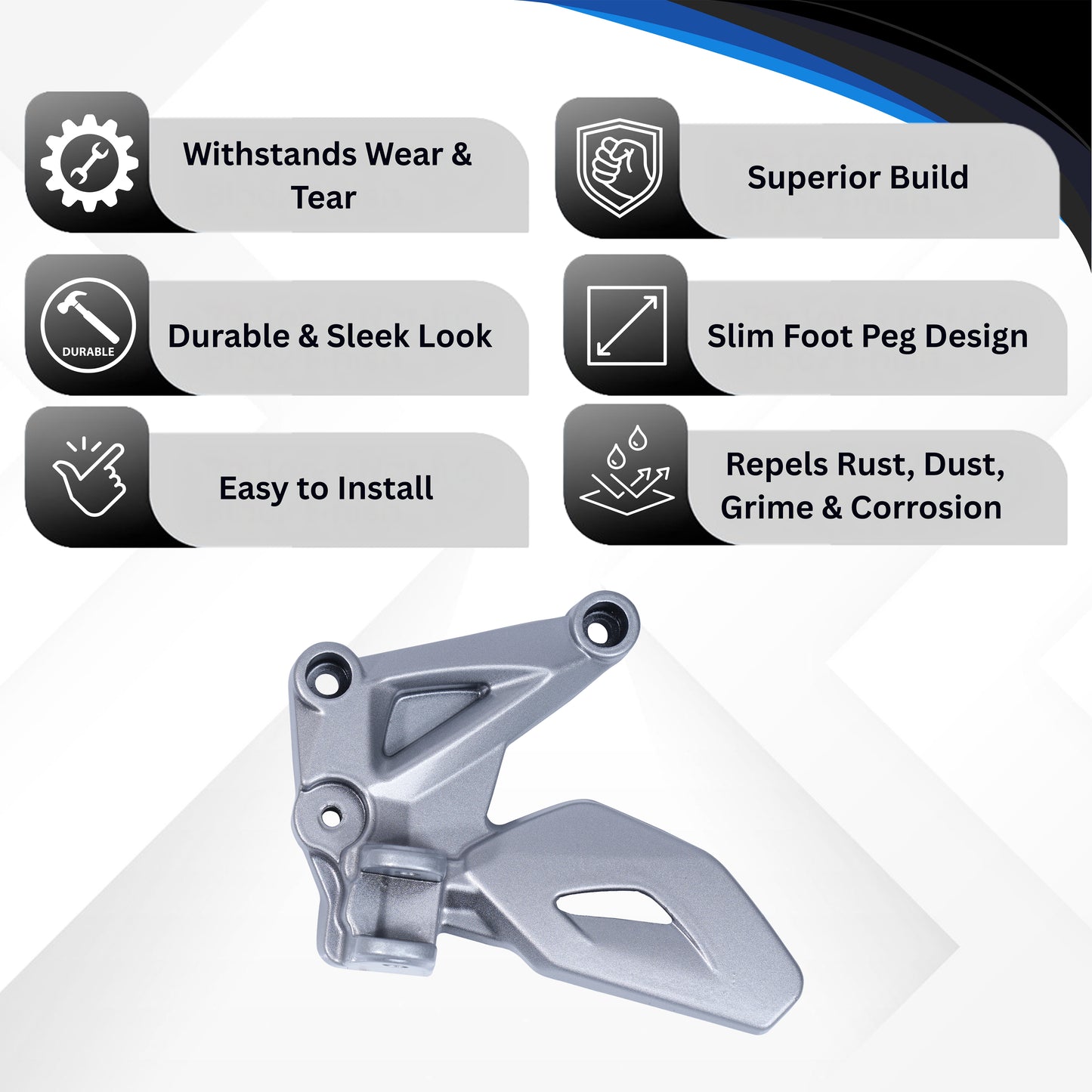 Varroc Foot Rest Bracket Front Left Hand for Pulsur 200 NS – Silver | Heavy-Duty Aluminium Casting | Rust-Free, Corrosion Resistant, Easy to Install, Durable & Lightweight | OEM Quality Motorcycle Spare Part FBKT-200N-JL4SG