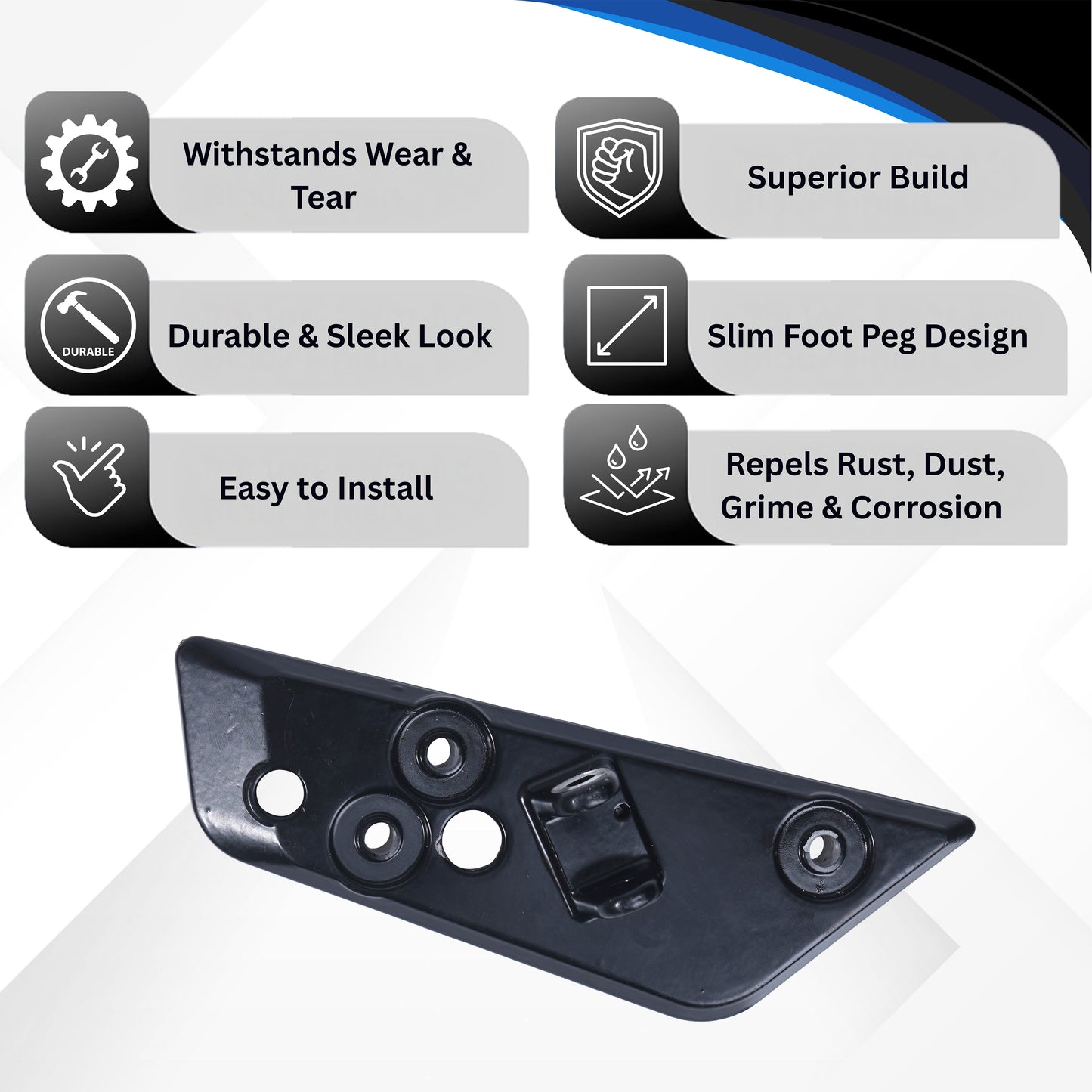 Varroc Foot Rest Bracket Plate Left Hand for RTR 160 OM – Black | Heavy-Duty Aluminium Casting | Rust-Free, Shock-Resistant, Easy to Install & Durable | OEM Quality Motorcycle Spare Part FBKT-RTRO-N920B