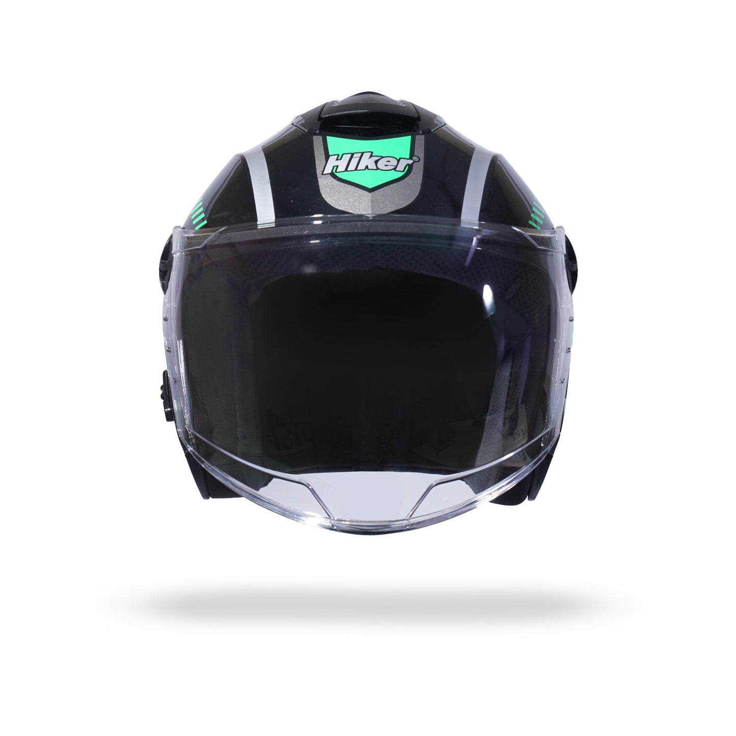 FLASH PRO MAX Half Face Helmet-Gloss Black Green -HLMT-BGRN-FPMX3G