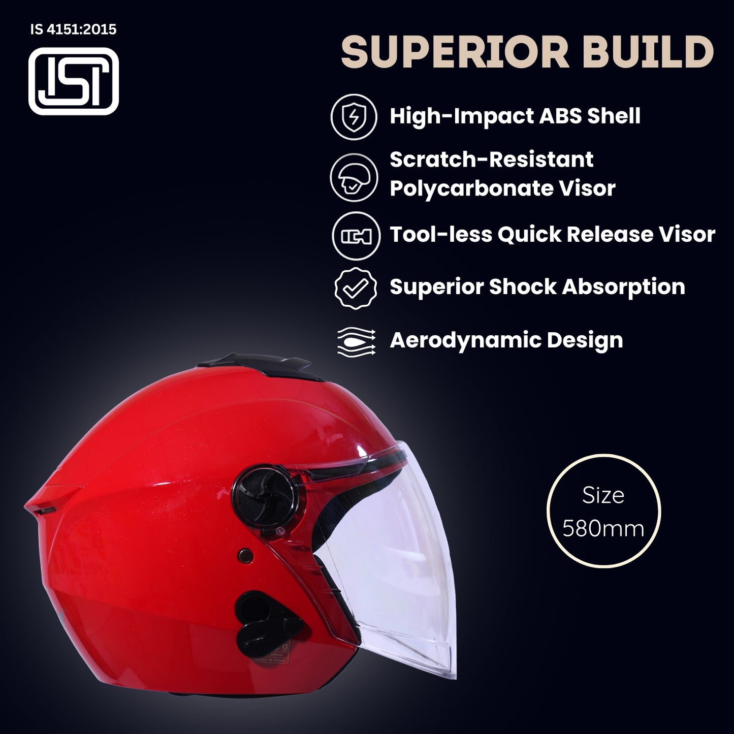FLASH PRO Half Face Helmet -Gloss Red