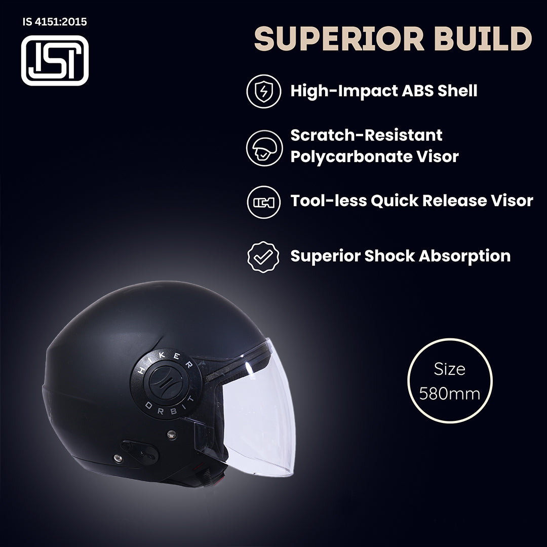 ORBIT PRO Half Face Helmet -Matt Black
