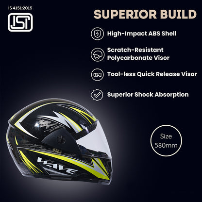 WAVE PRO MAX Full Face Helmet-Gloss Black Yellow