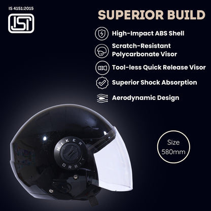 ORBIT PRO Half Face Helmet -Gloss Black