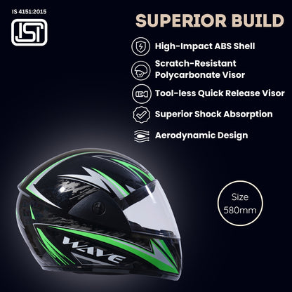WAVE PRO MAX Full Face Helmet -Gloss Black Green