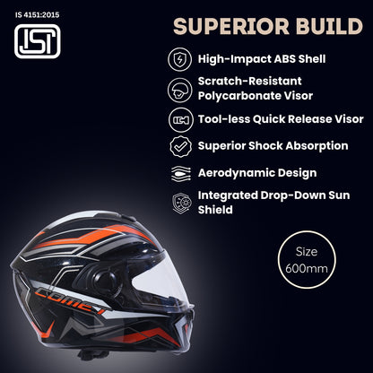 COMET PRO MAX Full Face Helmet-Gloss Black Orange