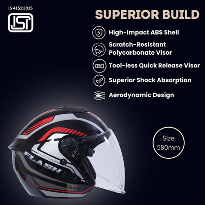 FLASH PRO MAX Half Face Helmet-Gloss Black