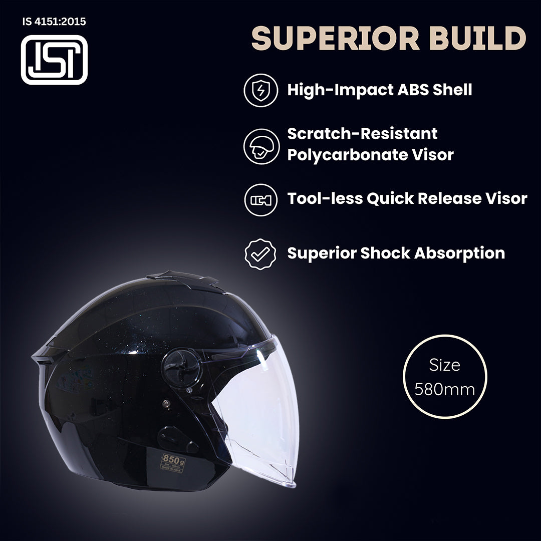 FLASH PRO Half Face Helmet -Gloss Black