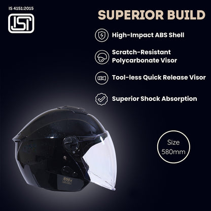 FLASH PRO Half Face Helmet -Gloss Black