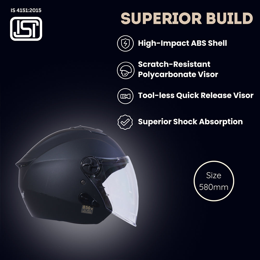FLASH PRO Half Face Helmet -Matt Black