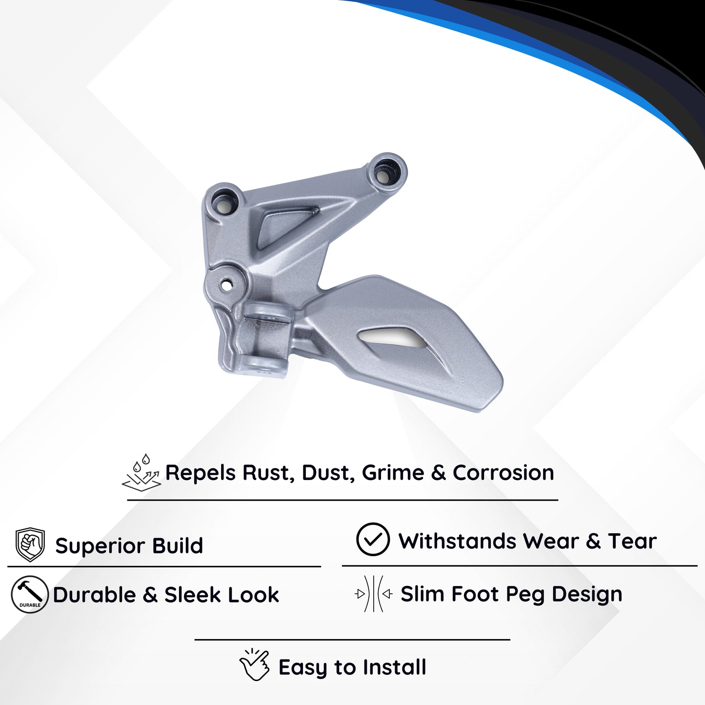 Varroc Foot Rest Bracket Front Left Hand for Pulsur 200 NS – Silver | Heavy-Duty Aluminium Casting | Rust-Free, Corrosion Resistant, Easy to Install, Durable & Lightweight | OEM Quality Motorcycle Spare Part FBKT-200N-JL4SG