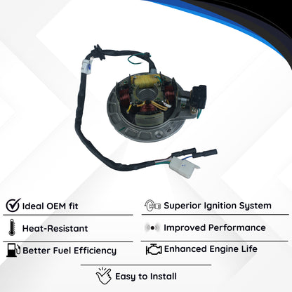 Varroc Hiro Coil Plate Assembly Splender 4 Hole Metsuba MGCP-SPLD-NM4H | High-Performance Copper Winding