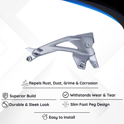 Varroc Foot Rest Bracket Right Hand for Pulsur 220 SF – Silver | Heavy-Duty Aluminium Casting | Rust-Free, Corrosion Resistant, Easy to Install, Durable & Lightweight | OEM Quality Motorcycle Spare Part FBKT-P200-DK38S