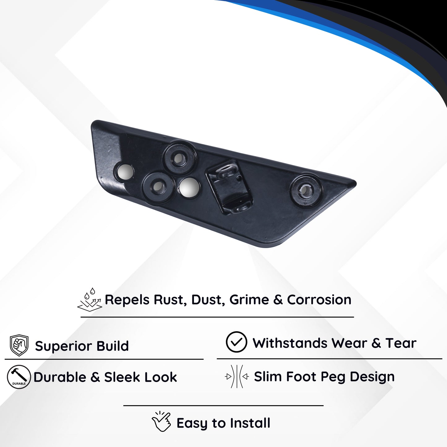 Varroc Foot Rest Bracket Plate Left Hand for RTR 160 OM – Black | Heavy-Duty Aluminium Casting | Rust-Free, Shock-Resistant, Easy to Install & Durable | OEM Quality Motorcycle Spare Part FBKT-RTRO-N920B