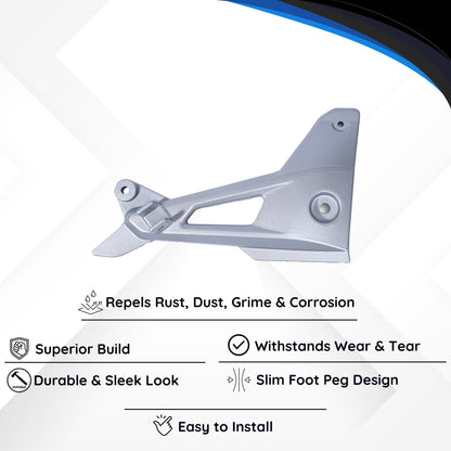 Varroc Foot Rest Bracket Left Hand for Pulsur 150 UG3 / UG4 – Silver | Heavy-Duty Aluminium Casting | Rust-Free, Corrosion Resistant, Easy to Install, Durable & Lightweight | OEM Quality Motorcycle Spare Part FBKT-PUG3-DJ56S