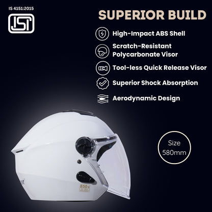 FLASH PRO Half Face Helmet -Gloss White