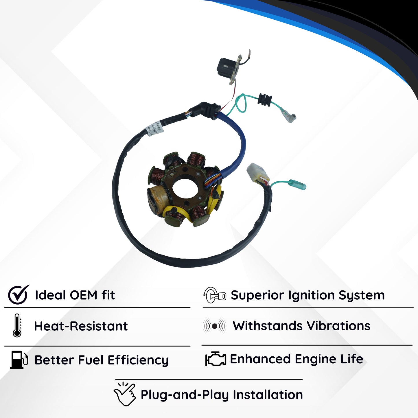 Varroc BAJJ Coil Plate Assembly Dsvr 125 Ss MGCP-DSVR-DS16 | High-Performance Copper Winding