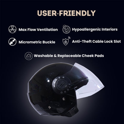 ORBIT PRO Half Face Helmet -Gloss Black