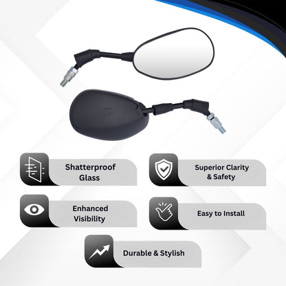 Varroc Shatter Proof Rear View Mirror For HiroSplendor PLUS W ADAP Left Hand  (Pack of 1) - REVM-SPPL-LH80
