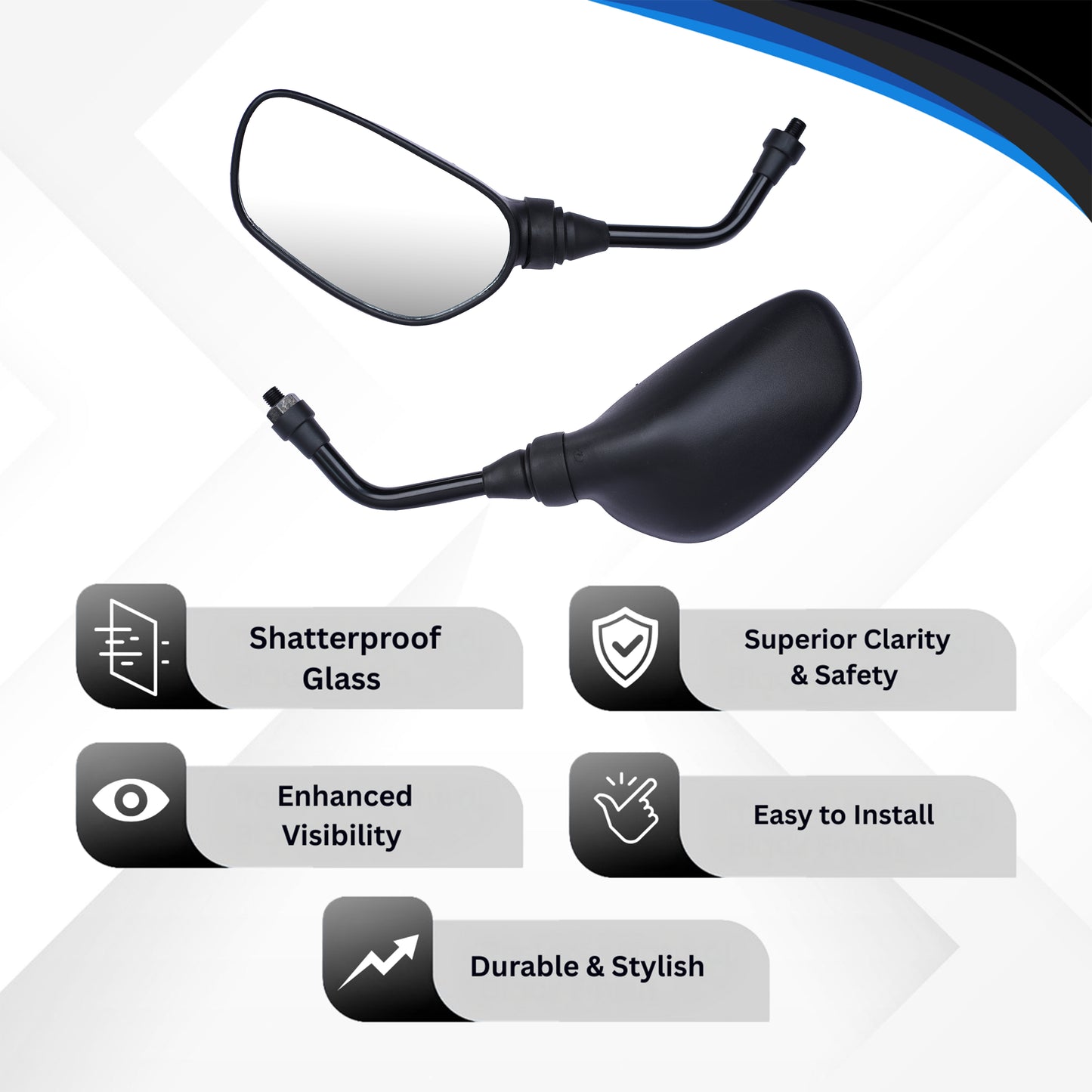 Varroc Shatter Proof Rear View Mirror For BAJJ Pulsar Dtsi Right Hand  (Pack of 1) - REVM-PLSR-DJ04